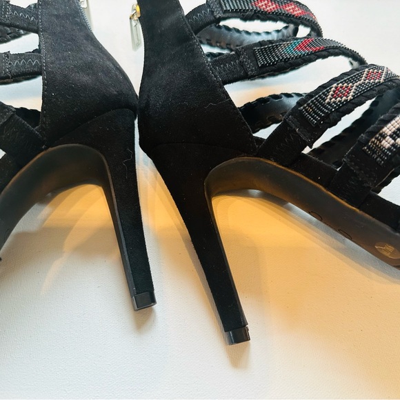 JESSICA SIMPSON Sandals Stiletto Boho Suede Straps Multi Beads NEW Sz 39 9 - Picture 4 of 8